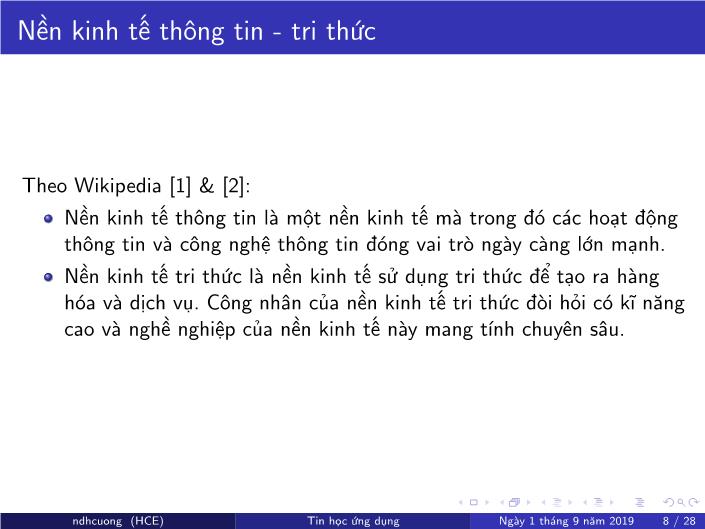 Bài giảng Tin học ứng dụng - Chương 1: Một số khái niệm cơ bản - Năm học 2019-2020 - Nguyễn Đình Hoa Cương trang 8