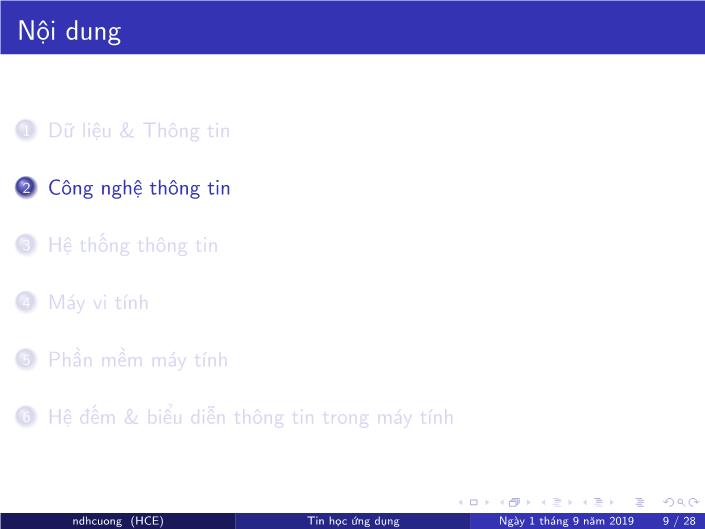 Bài giảng Tin học ứng dụng - Chương 1: Một số khái niệm cơ bản - Năm học 2019-2020 - Nguyễn Đình Hoa Cương trang 9