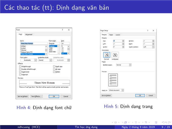 Bài giảng Tin học ứng dụng - Chương 3: Soạn thảo văn bản bằng MS Word - Năm học 2019-2020 - Nguyễn Đình Hoa Cương trang 9