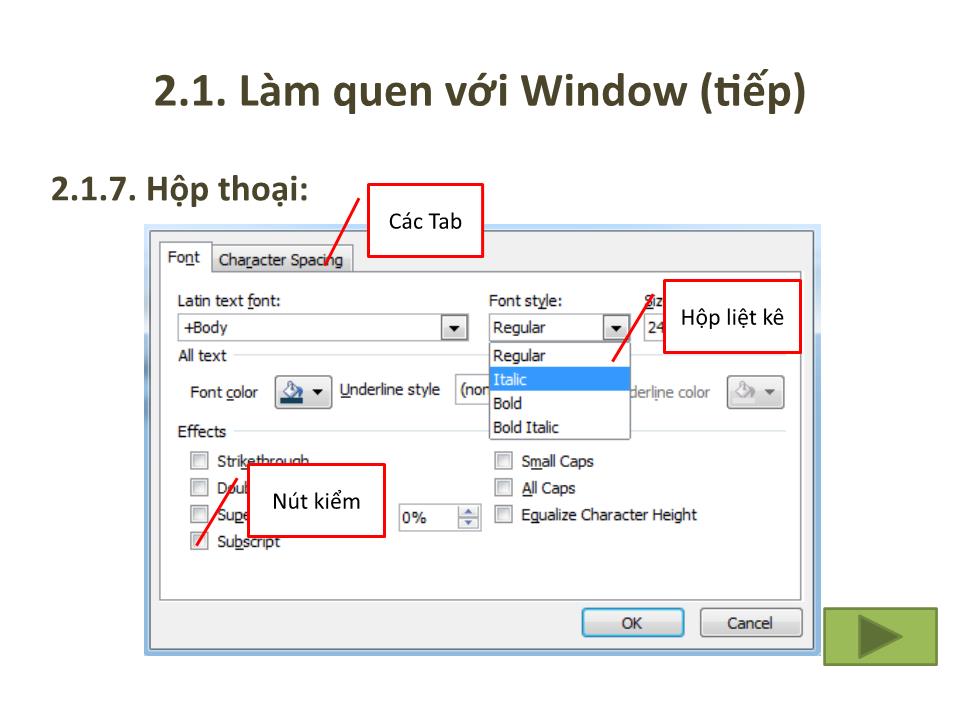 Bài giảng Tin 1 - Chương 2: Hệ điều hành Window - Trưởng Đại học Kinh doanh và Công nghệ Hà Nội trang 9