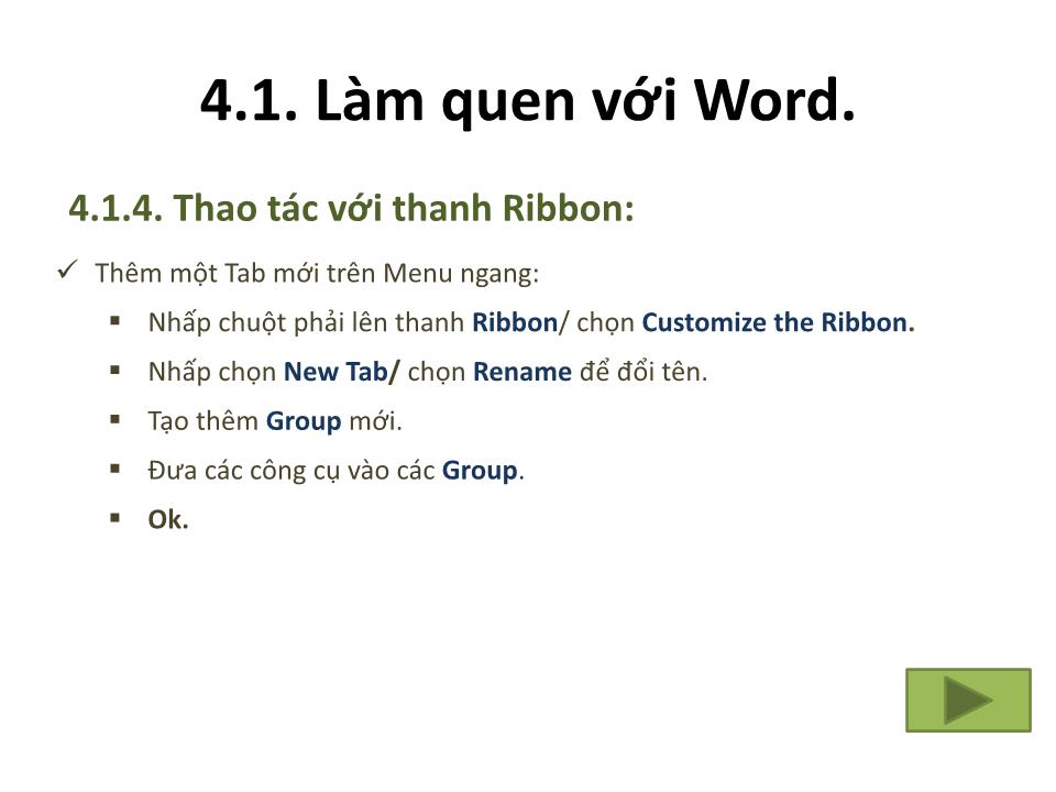 Bài giảng Tin 1 - Chương 4: Hệ soạn thảo văn bản Word - Trưởng Đại học Kinh doanh và Công nghệ Hà Nội trang 10