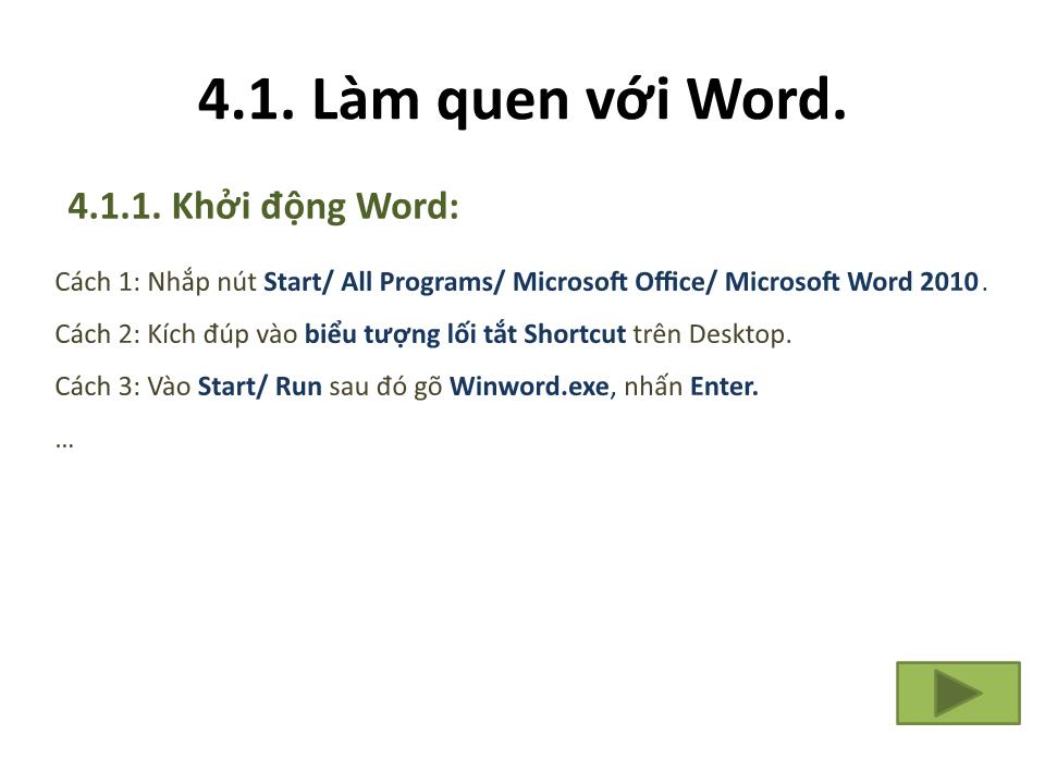 Bài giảng Tin 1 - Chương 4: Hệ soạn thảo văn bản Word - Trưởng Đại học Kinh doanh và Công nghệ Hà Nội trang 4