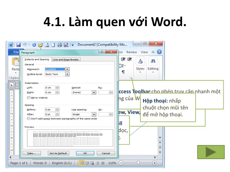 Bài giảng Tin 1 - Chương 4: Hệ soạn thảo văn bản Word - Trưởng Đại học Kinh doanh và Công nghệ Hà Nội trang 6