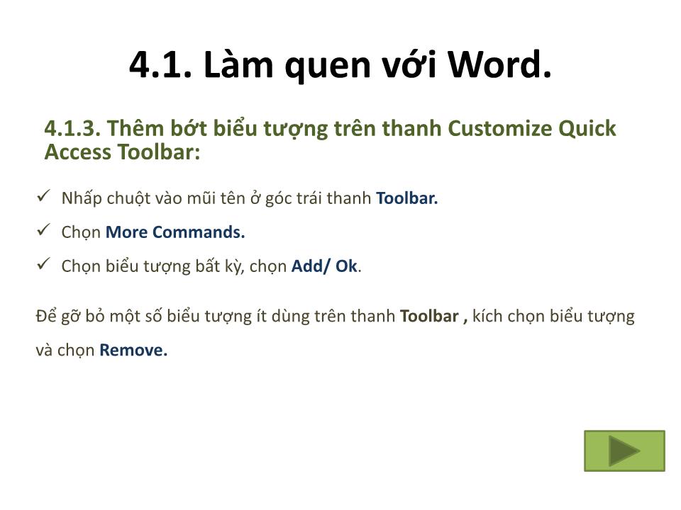 Bài giảng Tin 1 - Chương 4: Hệ soạn thảo văn bản Word - Trưởng Đại học Kinh doanh và Công nghệ Hà Nội trang 7