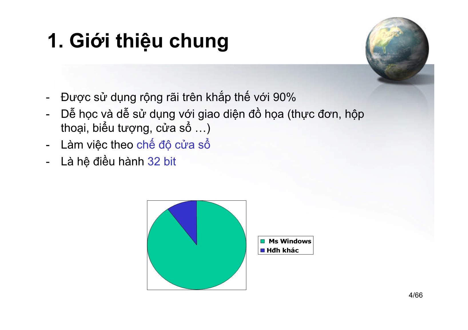 Bài giảng Tin học ứng dụng - Chương I: Hệ điều hành Windows XP - Hà Văn Sang trang 4