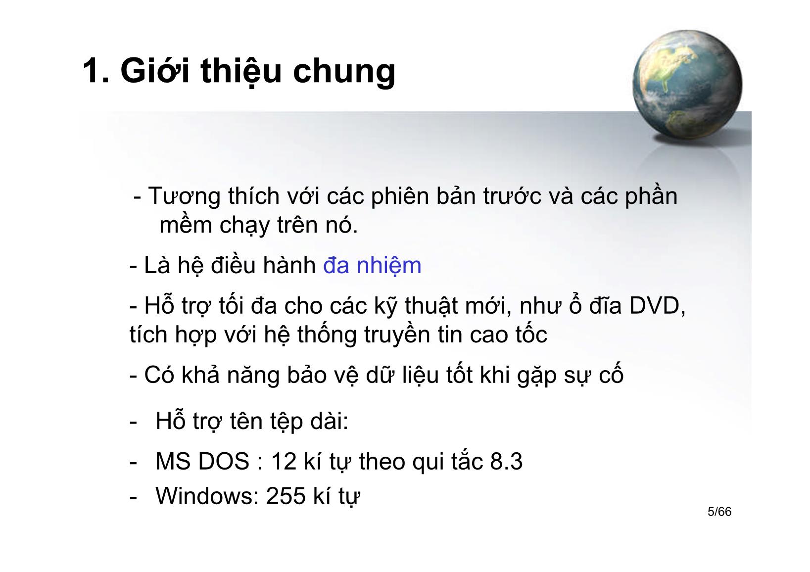 Bài giảng Tin học ứng dụng - Chương I: Hệ điều hành Windows XP - Hà Văn Sang trang 5