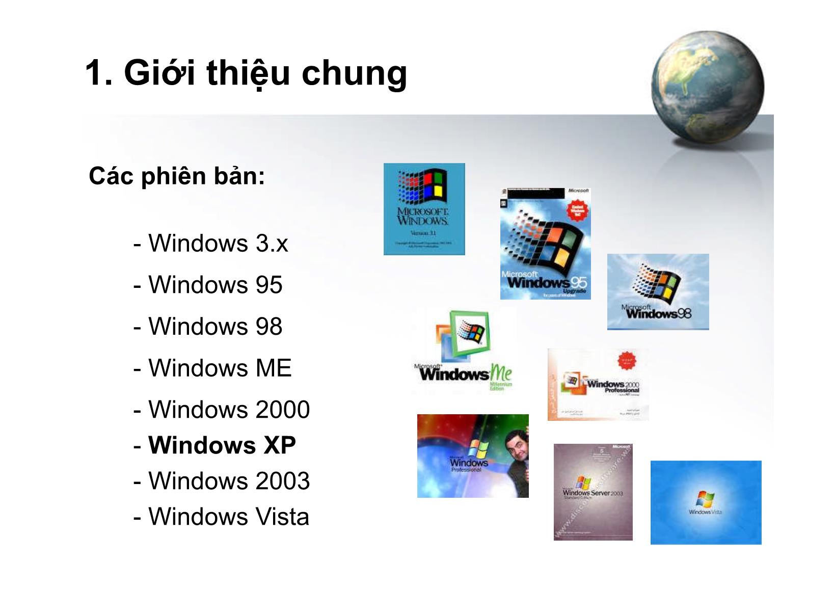 Bài giảng Tin học ứng dụng - Chương I: Hệ điều hành Windows XP - Hà Văn Sang trang 7