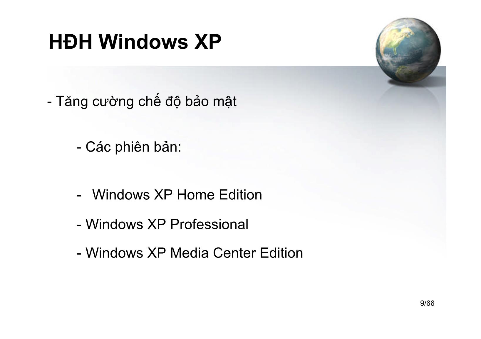 Bài giảng Tin học ứng dụng - Chương I: Hệ điều hành Windows XP - Hà Văn Sang trang 9