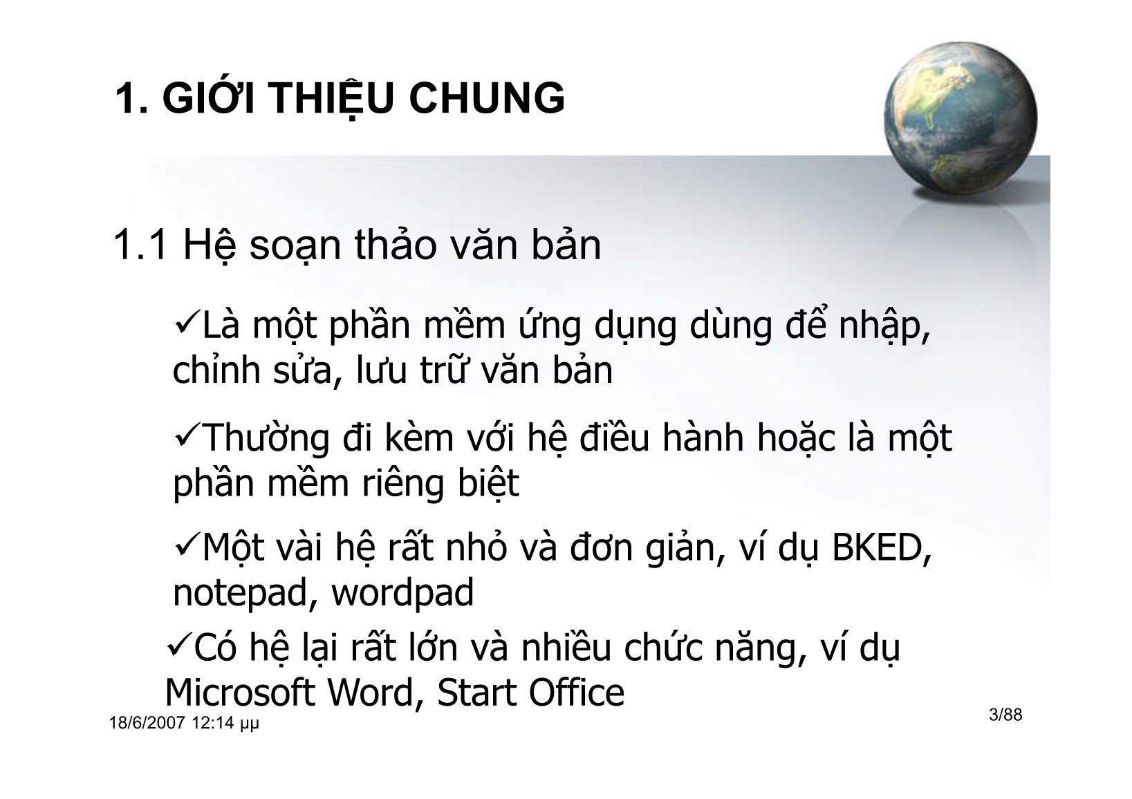 Bài giảng Tin học ứng dụng - Chương II: Soạn thảo văn bản - Hà Văn Sang trang 3