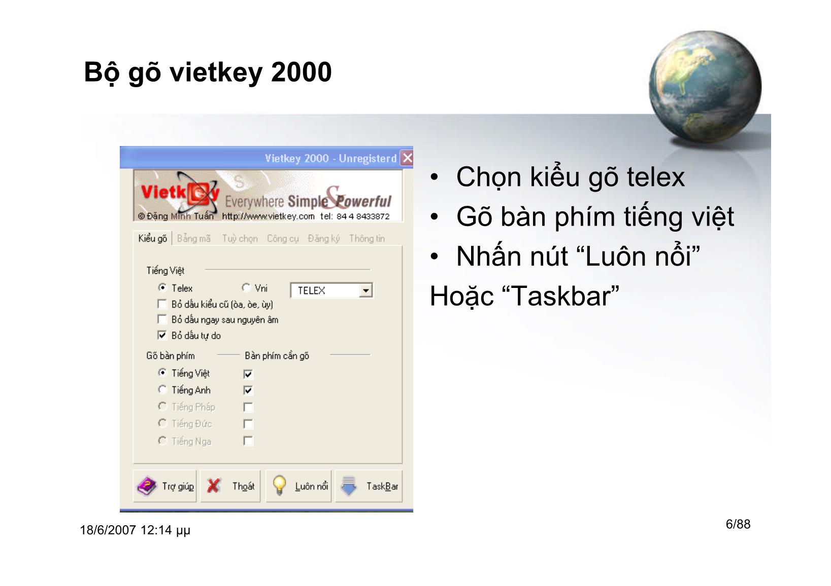 Bài giảng Tin học ứng dụng - Chương II: Soạn thảo văn bản - Hà Văn Sang trang 6