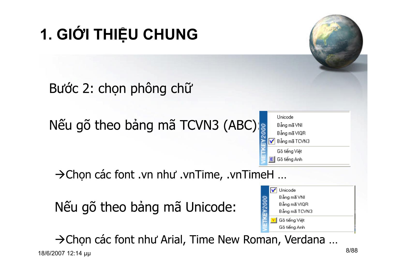 Bài giảng Tin học ứng dụng - Chương II: Soạn thảo văn bản - Hà Văn Sang trang 8