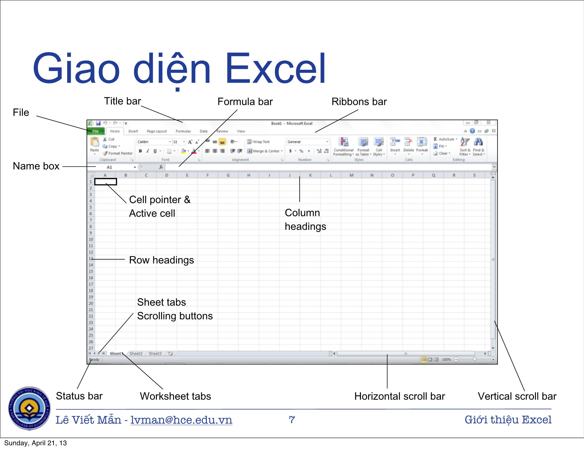 Bài giảng Tin học ứng dụng nâng cao - Bài: Giới thiệu bảng tính điện tử Excel - Lê Viết Mẫn trang 7