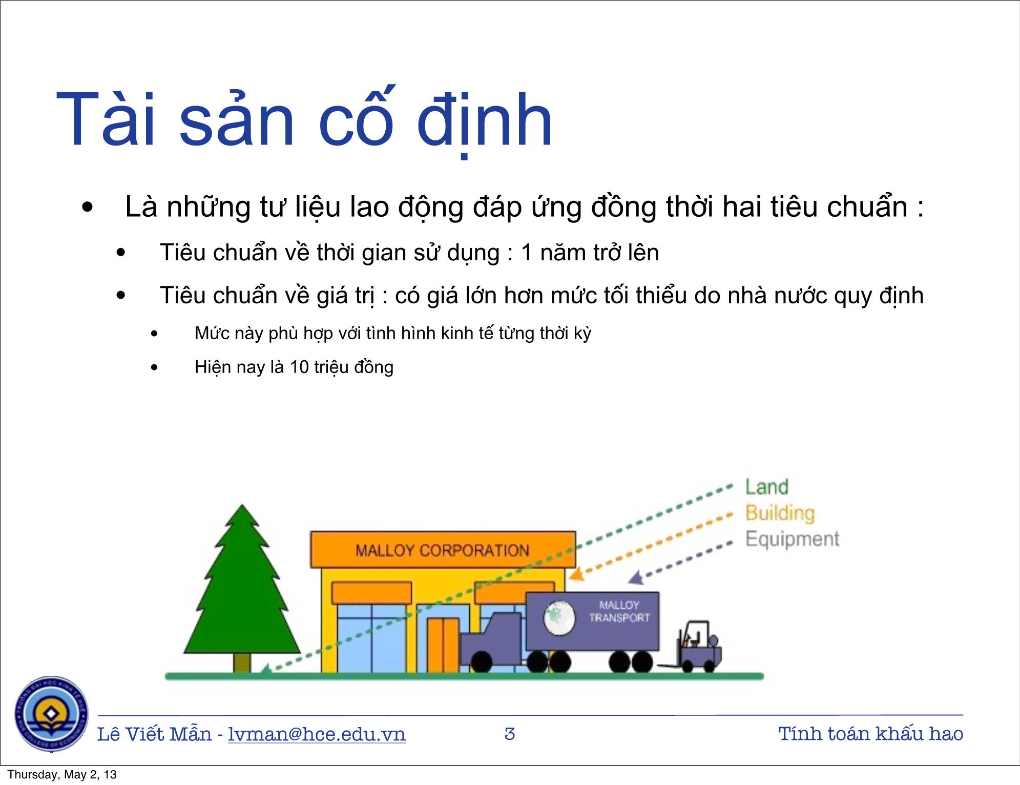 Bài giảng Tin học ứng dụng nâng cao - Bài: Tính toán khấu hao tài sản cố định - Lê Viết Mẫn trang 3