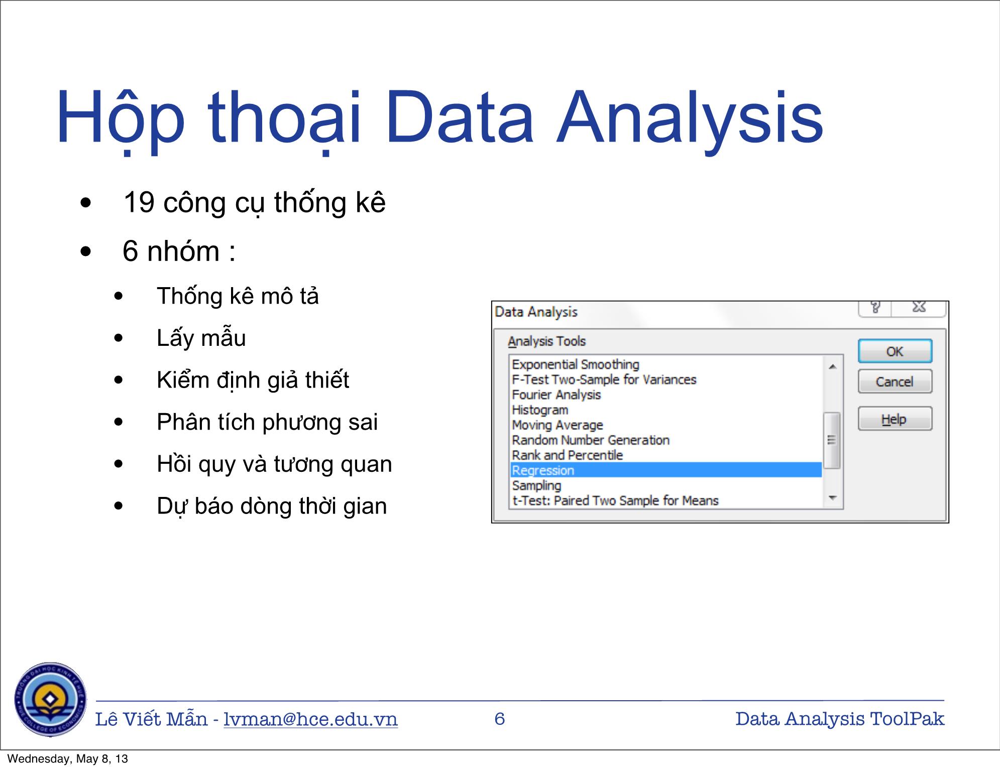 Bài giảng Tin học ứng dụng nâng cao - Bài: Công cụ phân tích số liệu - Lê Viết Mẫn trang 6