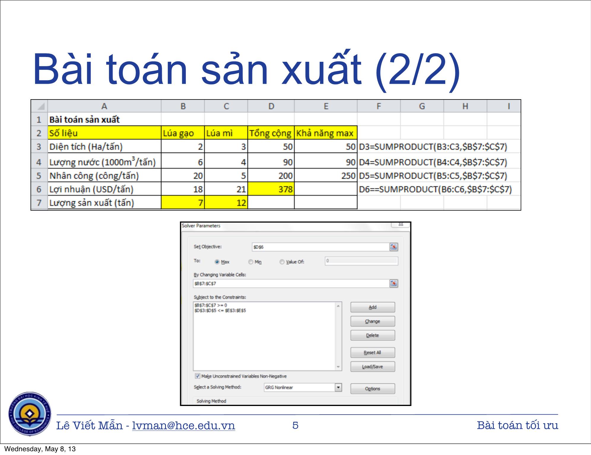 Bài giảng Tin học ứng dụng nâng cao - Bài: Bài toán tối ưu - Lê Viết Mẫn trang 5