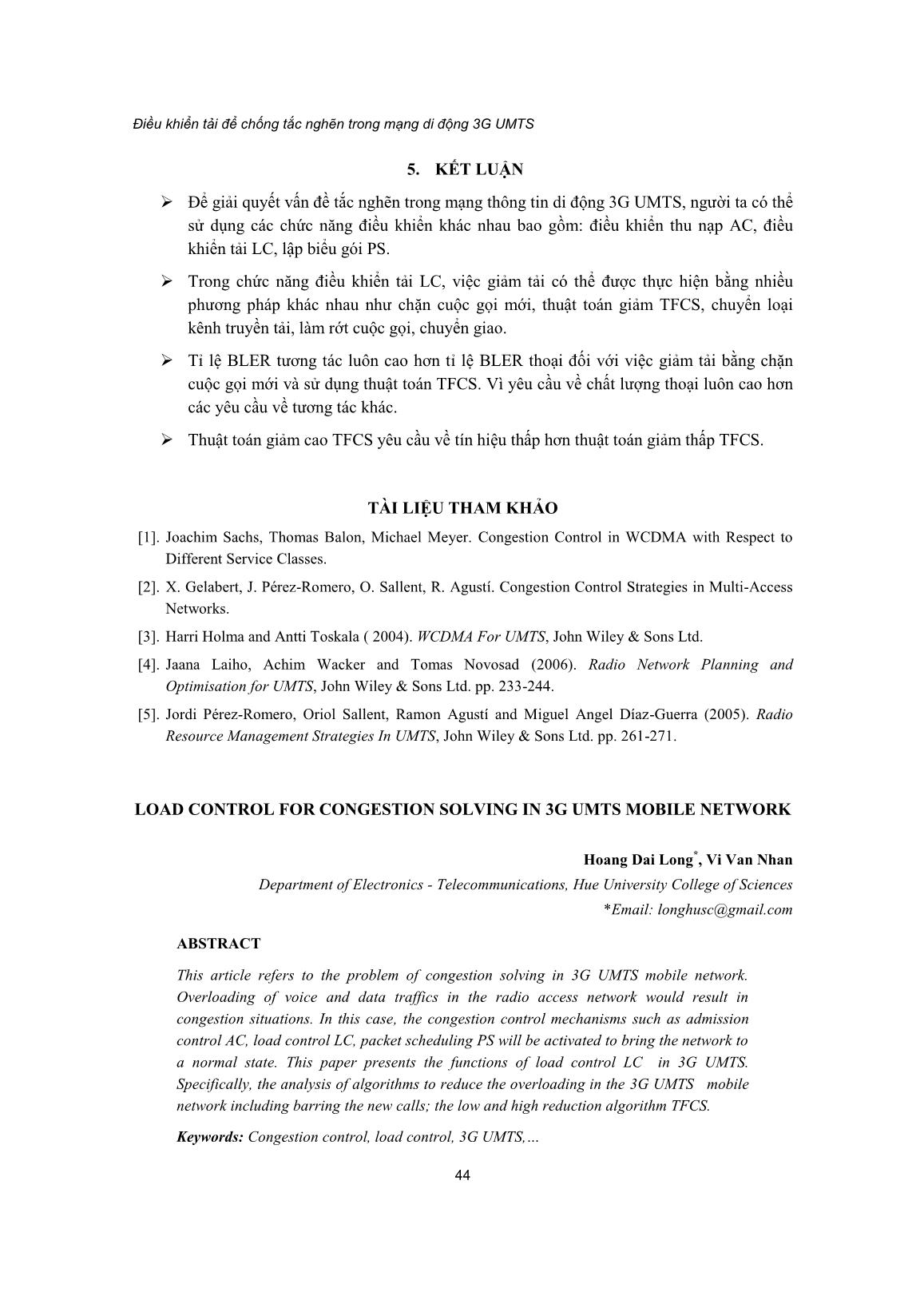Điều khiển tải để chống tắc nghẽn trong mạng di động 3G UMTS trang 10