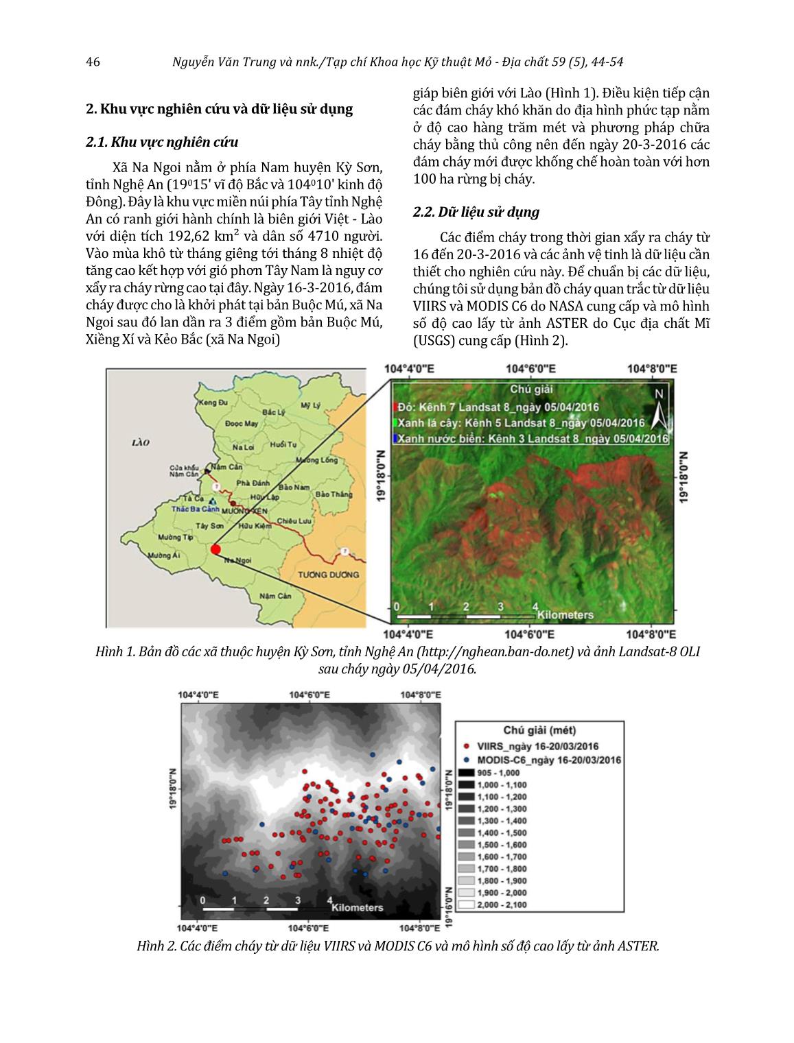 Sử dụng các chỉ số phổ của dữ liệu ảnh vệ tinh Sentinel-2 và Landsat-8 thành lập bản đồ mức độ cháy rừng ở xã Na Ngoi, Kỳ Sơn, Nghệ An trang 3