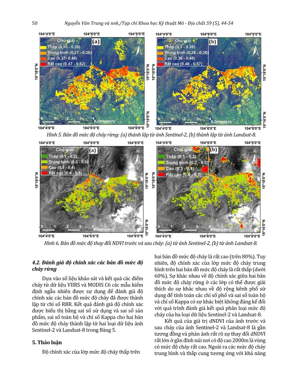 Sử dụng các chỉ số phổ của dữ liệu ảnh vệ tinh Sentinel-2 và Landsat-8 thành lập bản đồ mức độ cháy rừng ở xã Na Ngoi, Kỳ Sơn, Nghệ An trang 7