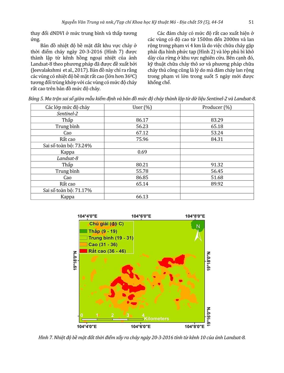 Sử dụng các chỉ số phổ của dữ liệu ảnh vệ tinh Sentinel-2 và Landsat-8 thành lập bản đồ mức độ cháy rừng ở xã Na Ngoi, Kỳ Sơn, Nghệ An trang 8