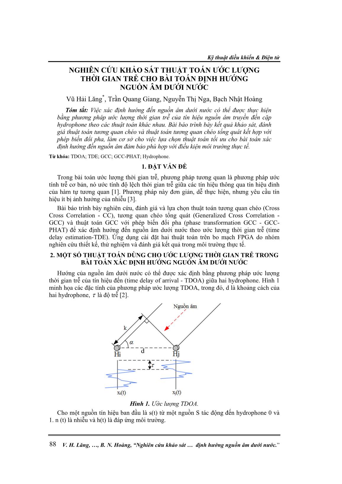 Nghiên cứu khảo sát thuật toán ước lượng thời gian trễ cho bài toán định hướng nguồn âm dưới nước trang 1