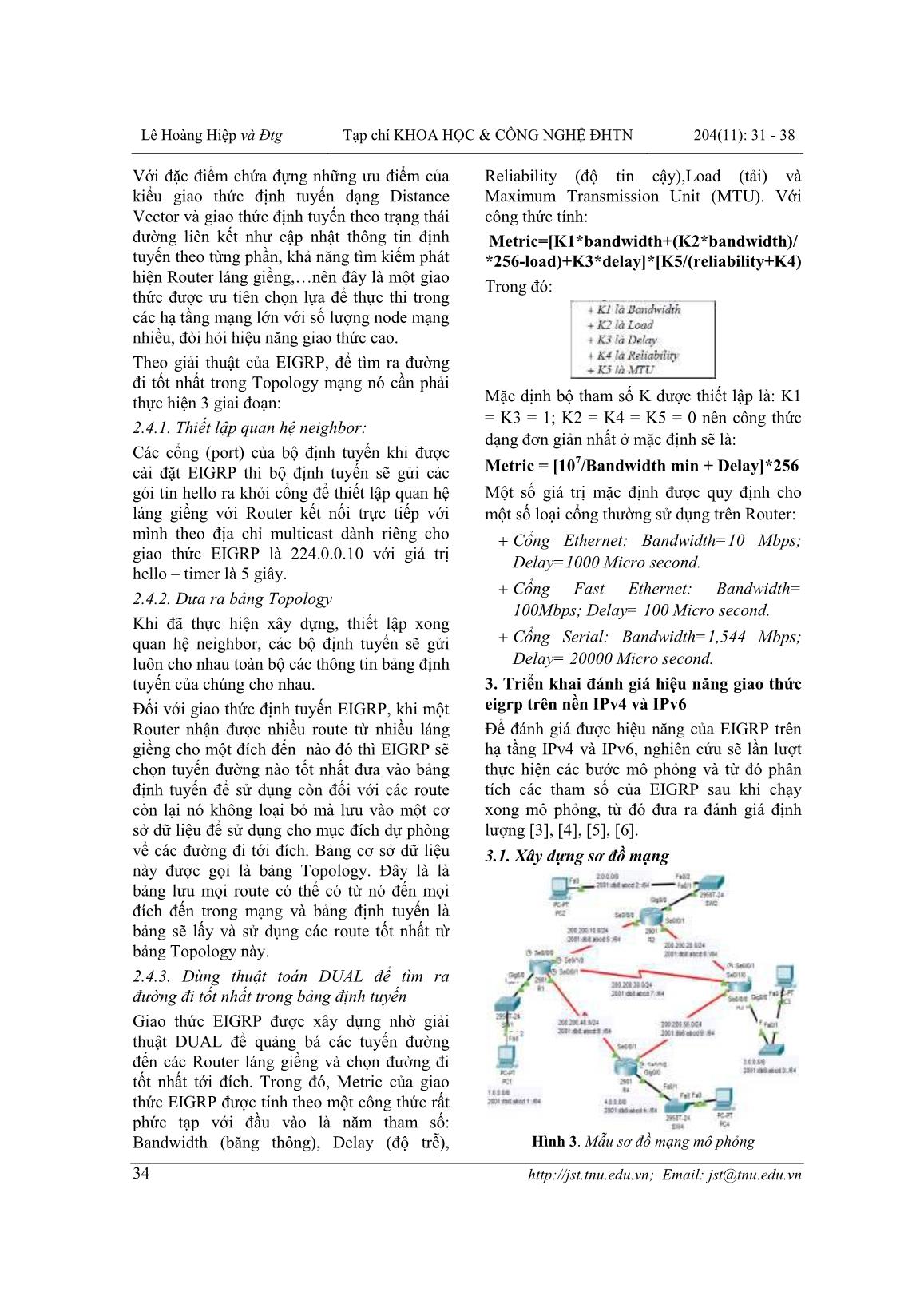 Nghiên cứu sự ảnh hưởng của băng thông và độ trễ tới hiệu năng của giao thức Enhanced Interior Gateway Routing Protocol trong mạng IPV4 và IPV6 trang 4