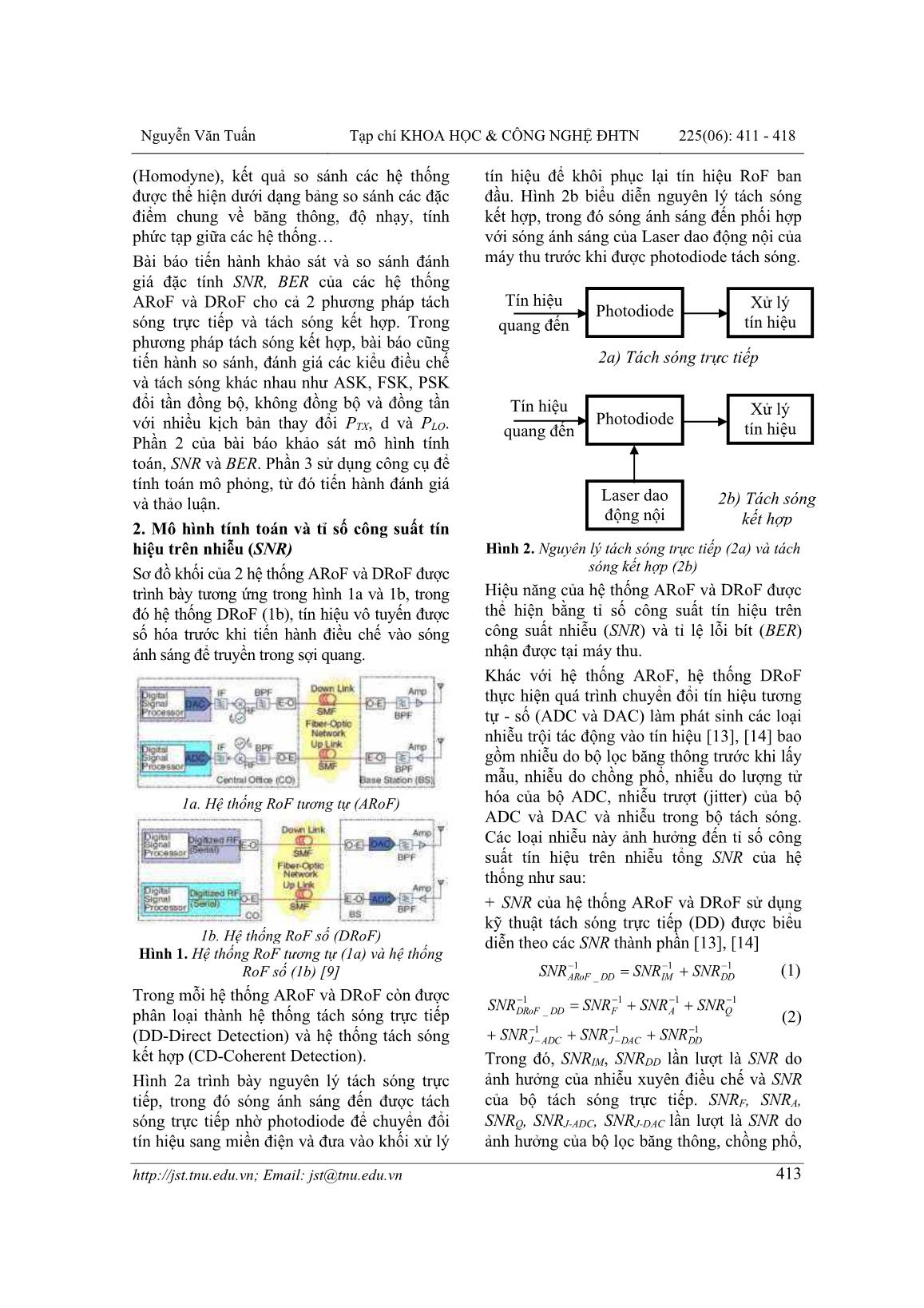 Khảo sát hiệu năng (BER, SNR) của hệ thống truyền dẫn quang-vô tuyến tương tự (ARoF) và số (DRoF) trang 3
