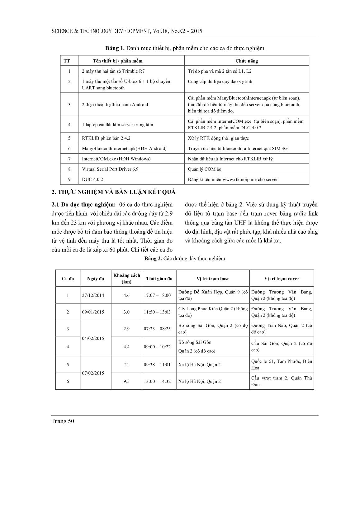 Một số kết quả thực nghiệm của hệ thống định vị GPS RTK sử dụng mạng lưới viễn thông di động 3G và Internet trang 3