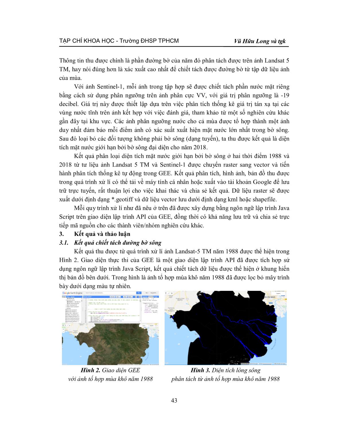 Ứng dụng công nghệ xử lí ảnh viễn thám trên nền tảng điện toán đám mây (Gee) trong theo dõi biến động đường bờ sông – thí điểm tại sông Cửu Long trang 6