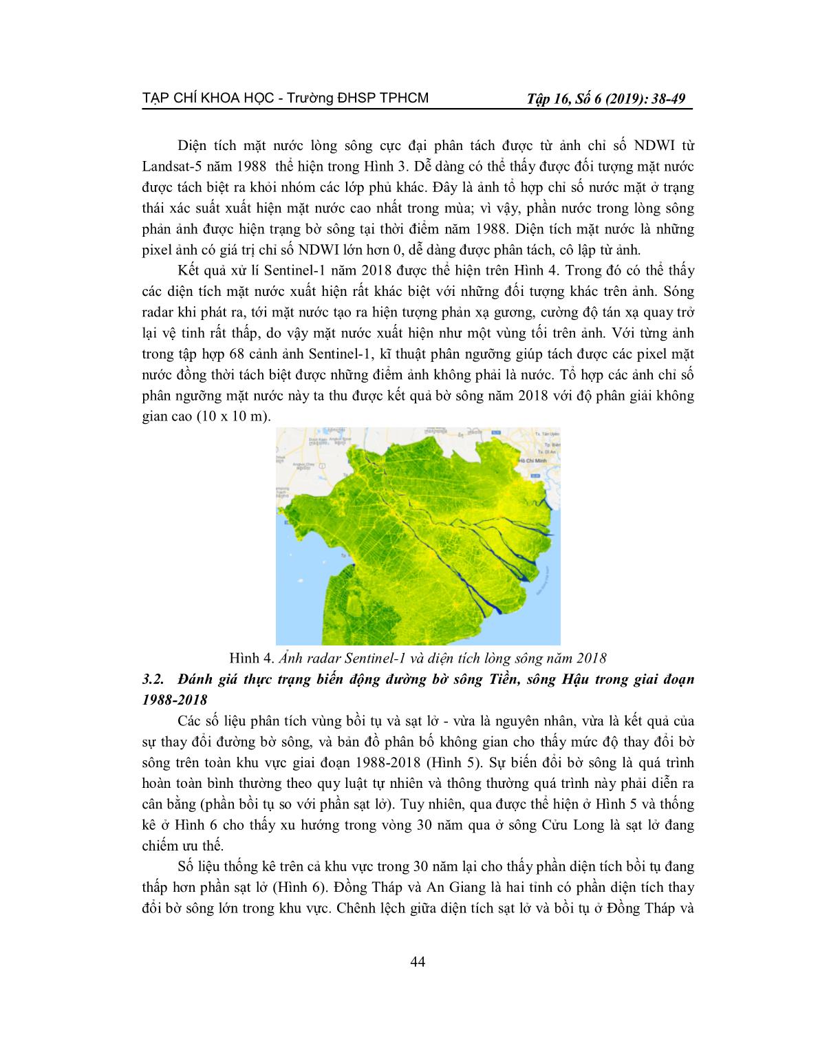 Ứng dụng công nghệ xử lí ảnh viễn thám trên nền tảng điện toán đám mây (Gee) trong theo dõi biến động đường bờ sông – thí điểm tại sông Cửu Long trang 7