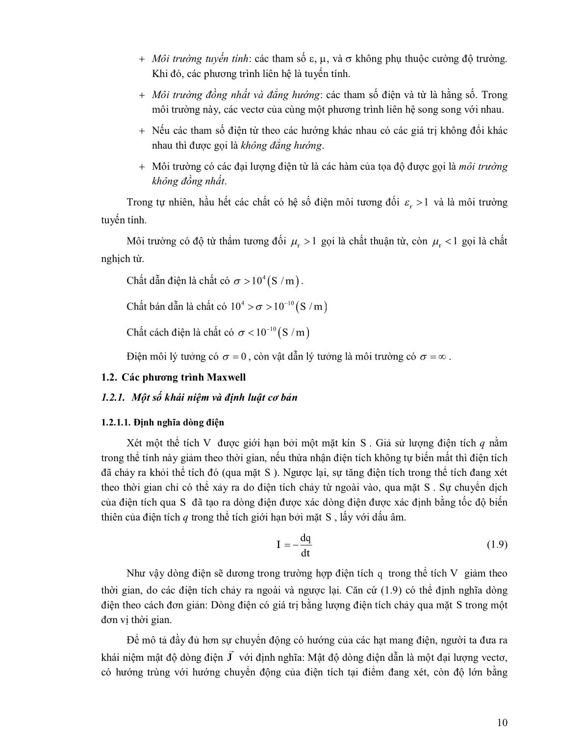 Bài giảng Lý thuyết trường điện từ và siêu cao tần - Ngô Đức Thiện trang 10