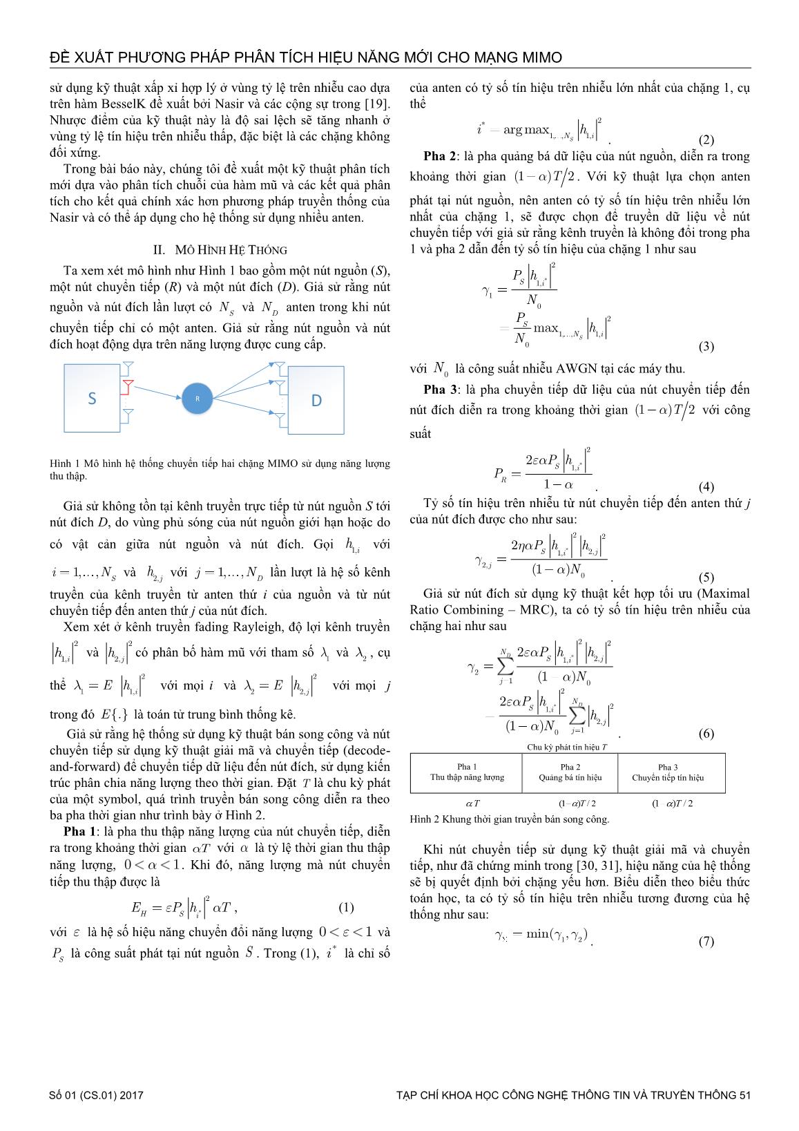 Đề xuất phương pháp phân tích hiệu năng mới cho mạng mimo hai chặng chuyển tiếp thu thập năng lượng trang 2