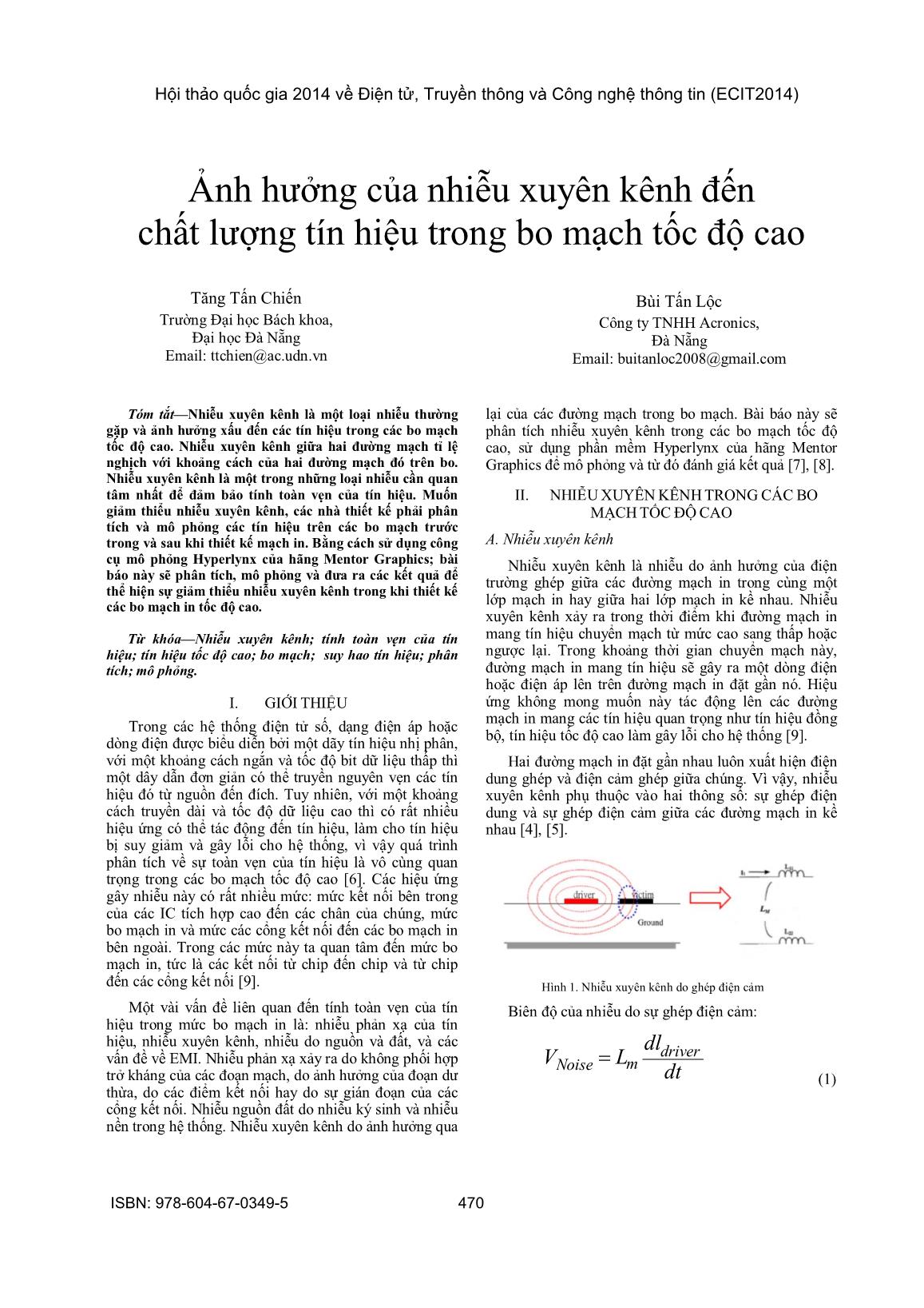 Ảnh hưởng của nhiễu xuyên kênh đến chất lượng tín hiệu trong bo mạch tốc độ cao trang 1