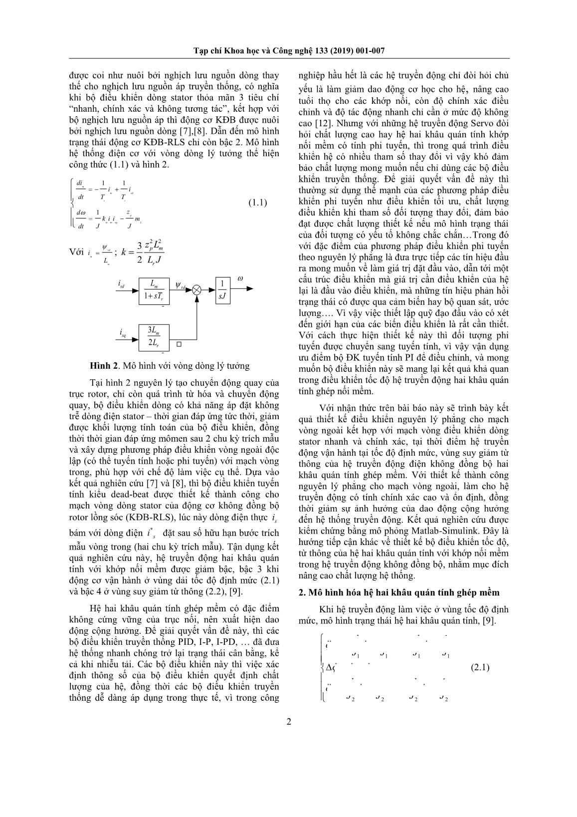 Thiết kế điều khiển phẳng truyền động điện không đồng bộ hệ hai khâu quán tính ghép mềm nuôi bởi nghịch lưu nguồn áp có vòng điều khiển dòng stator lý tưởng trang 2