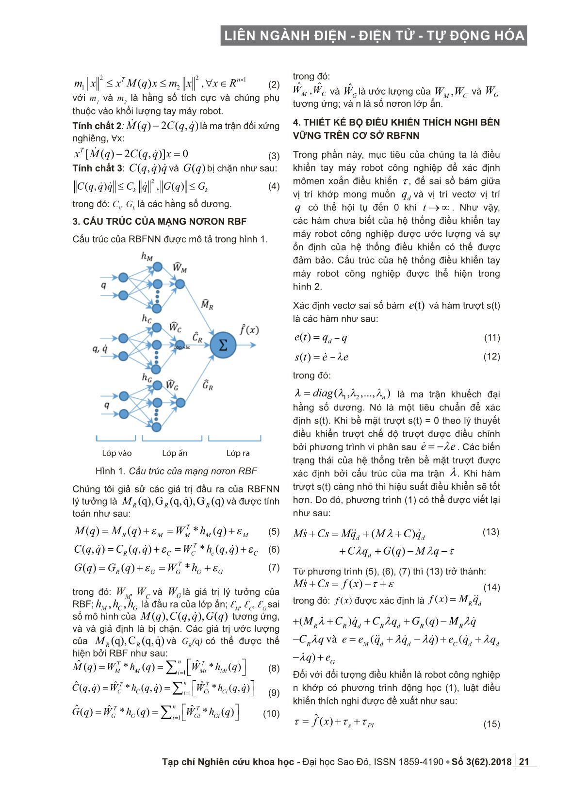 Thiết kế bộ điều khiển thích nghi trượt bền vững bám theo quỹ đạo trên cơ sở mạng nơron cho hệ thống tay máy robot trang 3