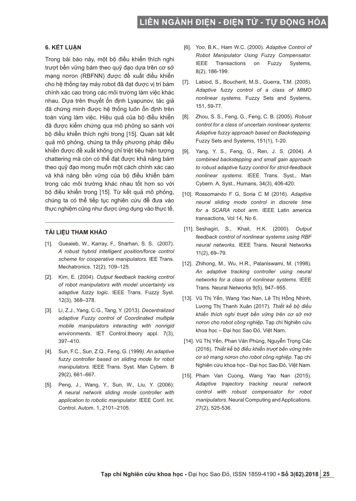 Thiết kế bộ điều khiển thích nghi trượt bền vững bám theo quỹ đạo trên cơ sở mạng nơron cho hệ thống tay máy robot trang 7
