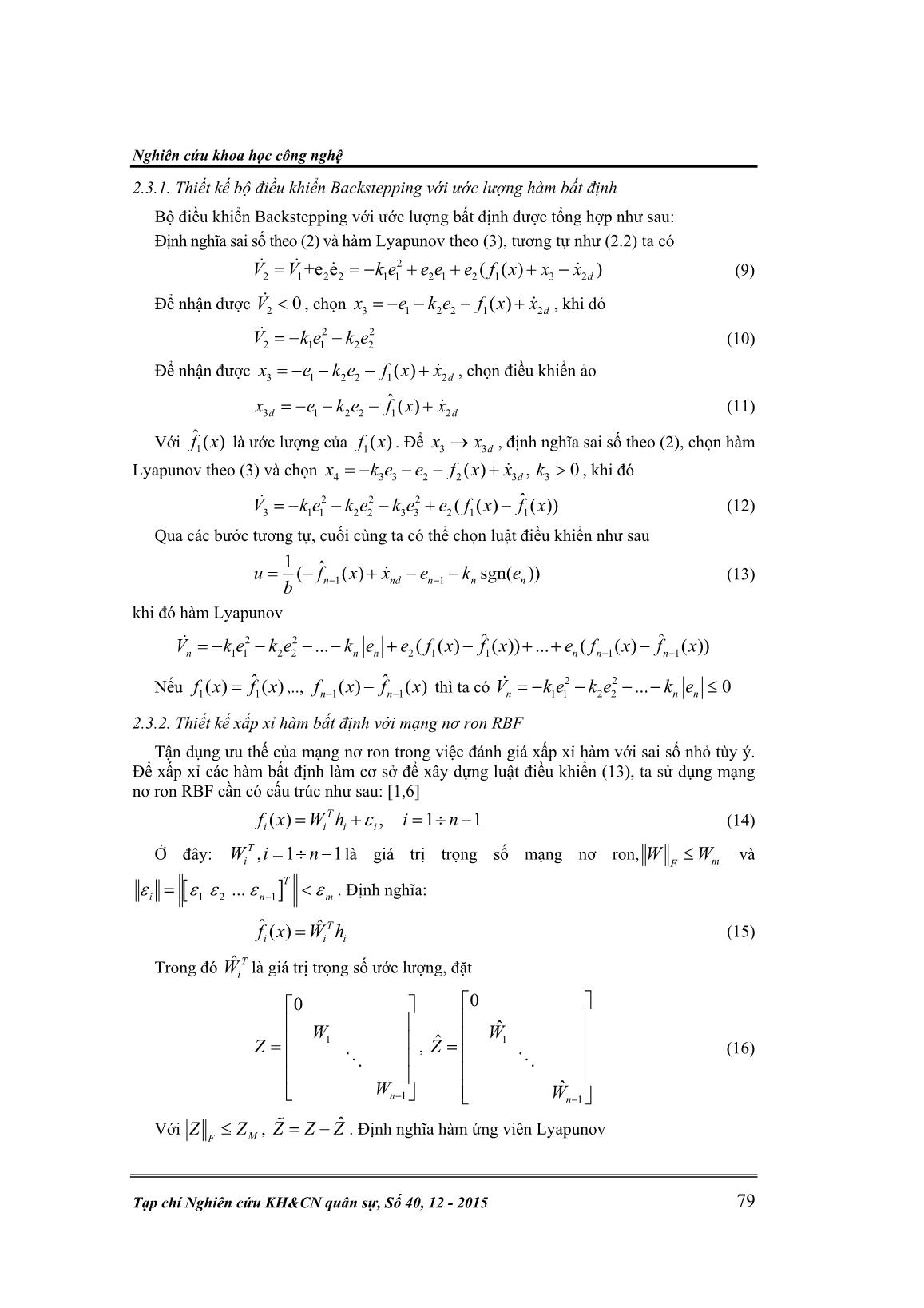 Tổng hợp điều khiển hệ phi tuyến trên cơ sở ứng dụng phương pháp Backstepping – trượt kết hợp với sử dụng mạng nơ-ron hàm bán kính cơ sở và bộ quan sát trạng thái trang 3