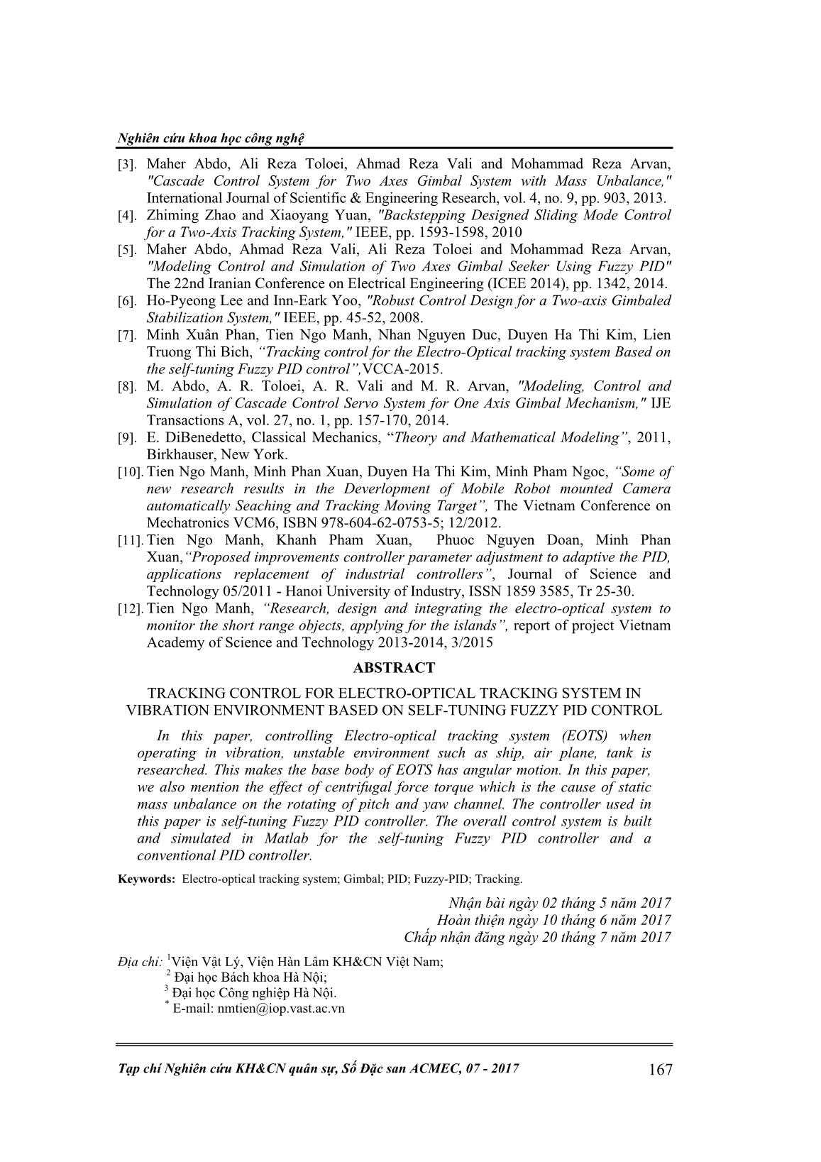 Điều khiển bám hệ quang điện tử trong môi trường rung lắc sử dụng bộ điều khiển pid mờ thích nghi trang 10