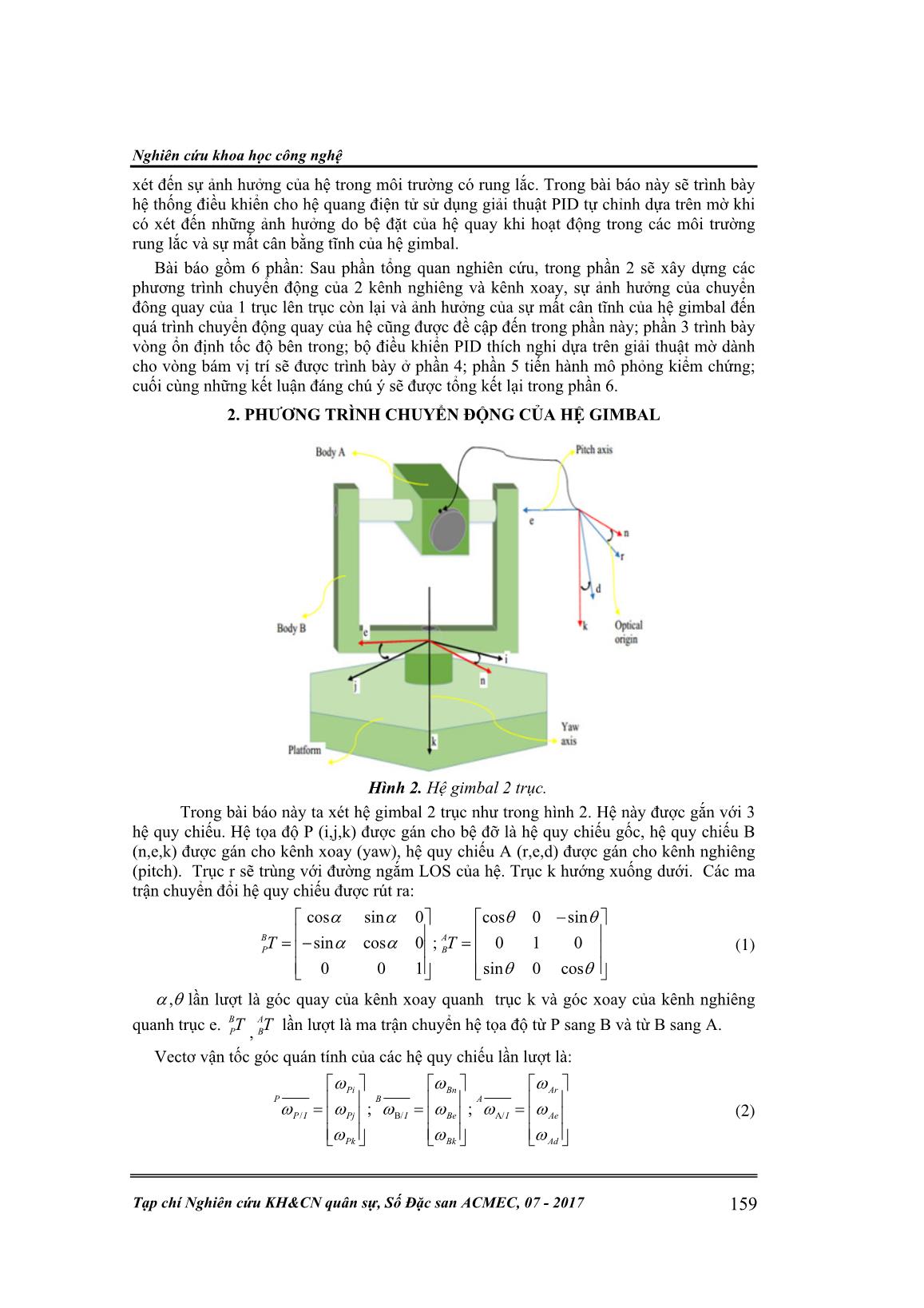 Điều khiển bám hệ quang điện tử trong môi trường rung lắc sử dụng bộ điều khiển pid mờ thích nghi trang 2
