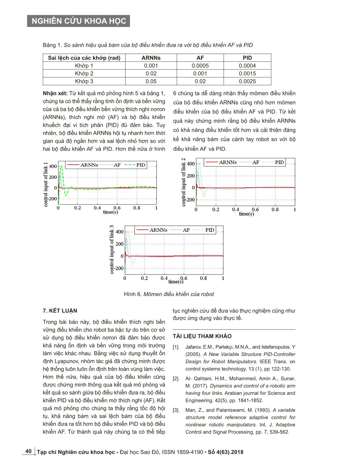 Thiết kế bộ điều khiển thích nghi trượt bền vững sử dụng mạng nơron cho robot công nghiệp trang 6