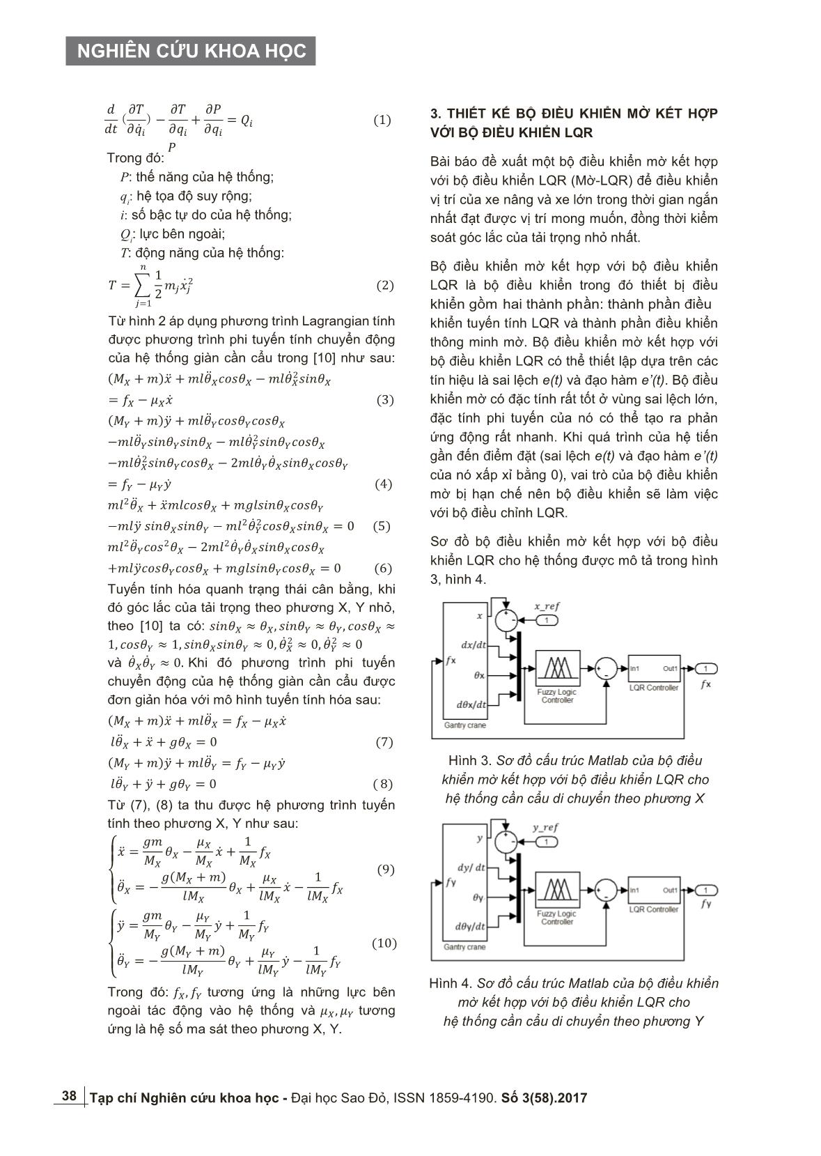 Thiết kế bộ điều khiển mờ kết hợp với bộ điều khiển LQR điều khiển giàn cần cẩu 2D trang 3