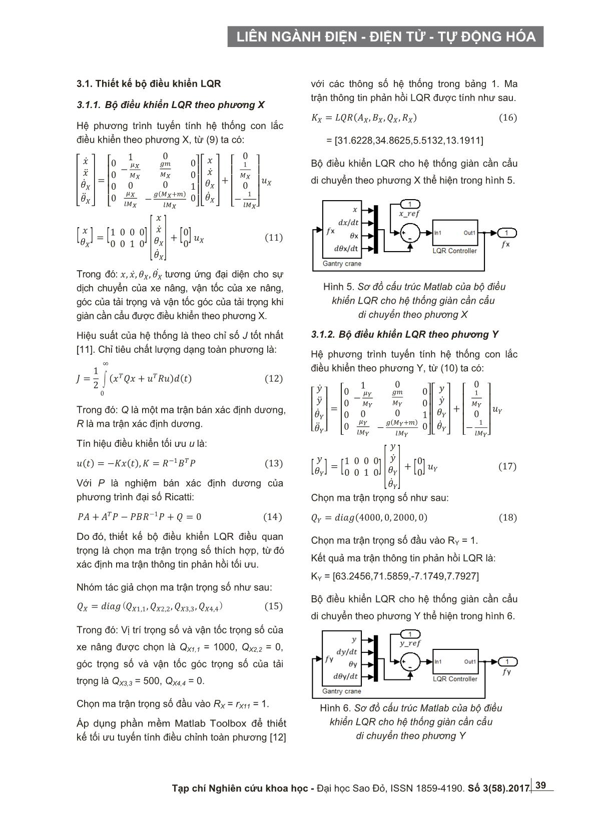 Thiết kế bộ điều khiển mờ kết hợp với bộ điều khiển LQR điều khiển giàn cần cẩu 2D trang 4