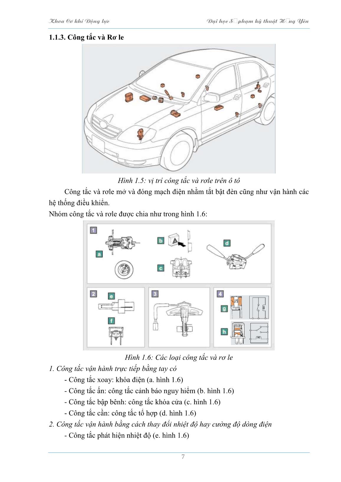 Bài giảng Hệ thống điện thân xe và điều khiển tự động trên ôtô - Trường Đại học Sư phạm Kỹ thuật Hưng Yên trang 8