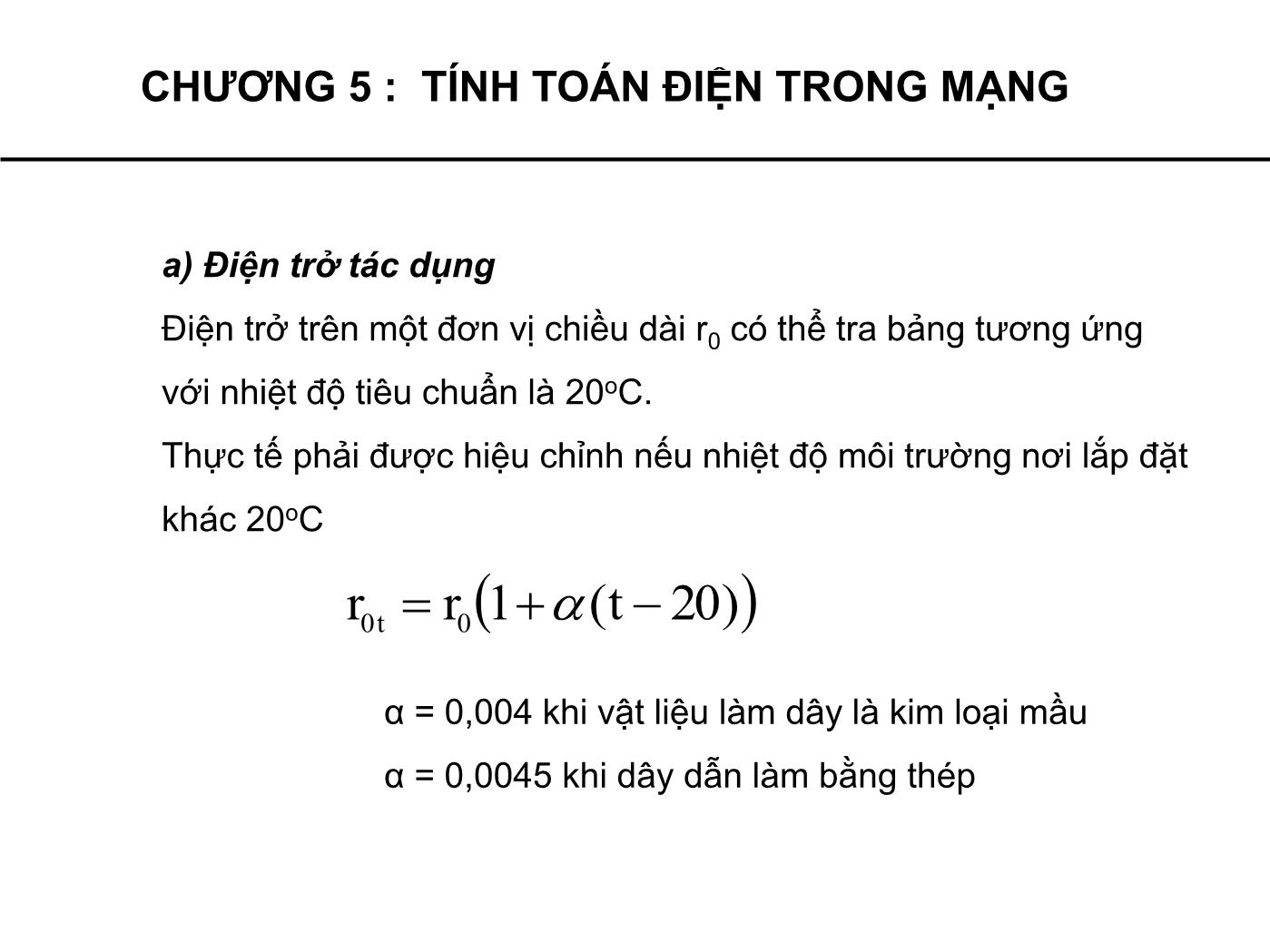 Bài giảng Cung cấp điện - Chương 5: Tính toán điện trong mạng - Phạm Khánh Tùng trang 5
