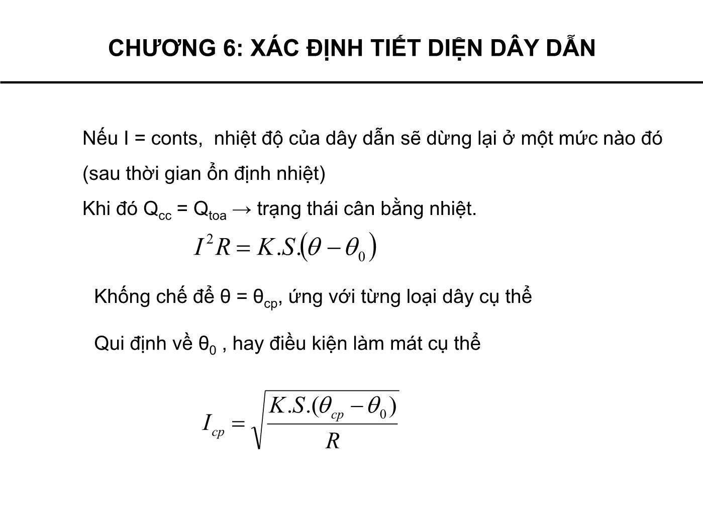 Bài giảng Cung cấp điện - Chương 6: Xác định tiết diện dây dẫn - Phạm Khánh Tùng trang 9