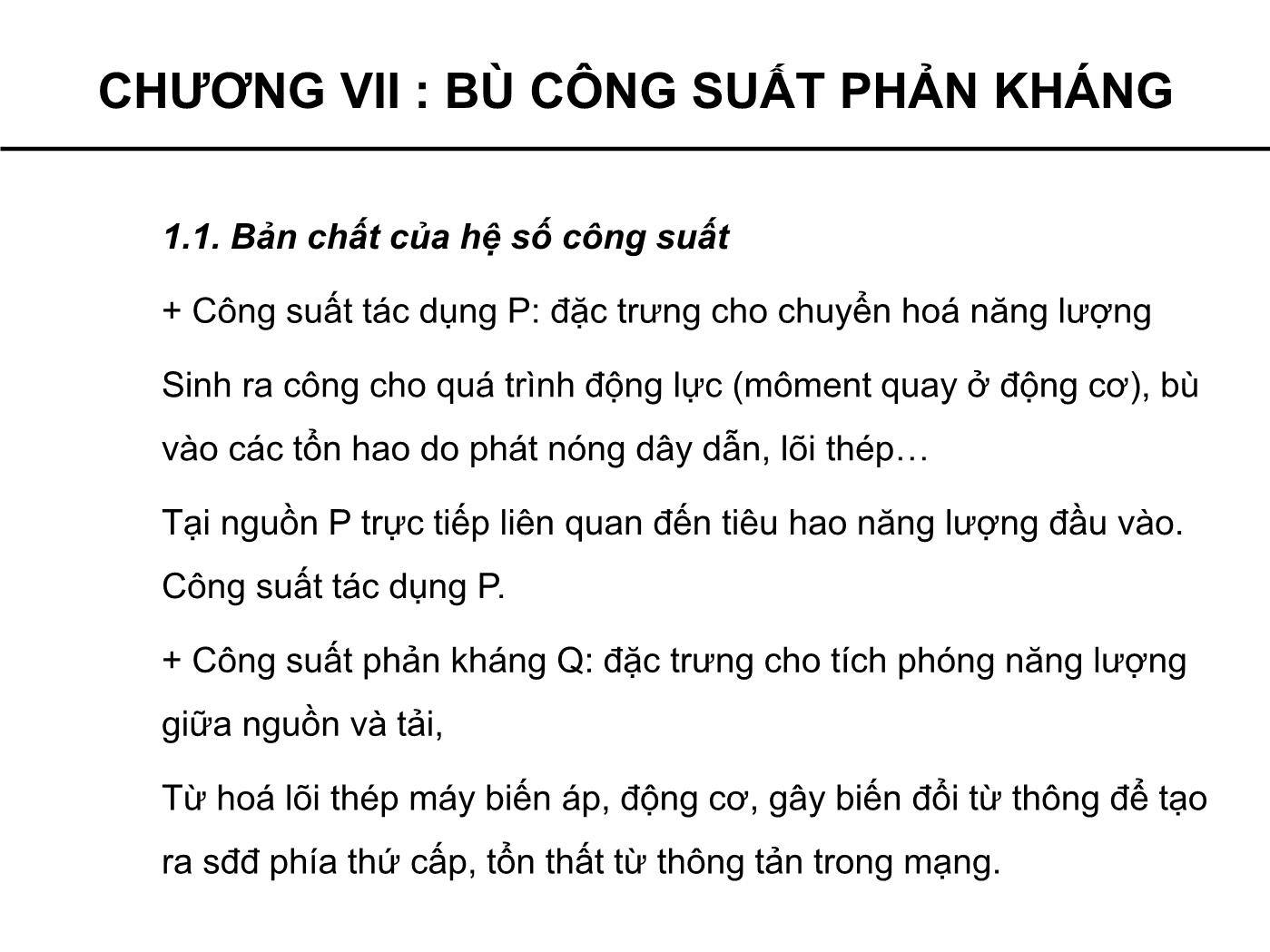 Bài giảng Cung cấp điện - Chương 7: Bù công suất phản kháng - Phạm Khánh Tùng trang 3