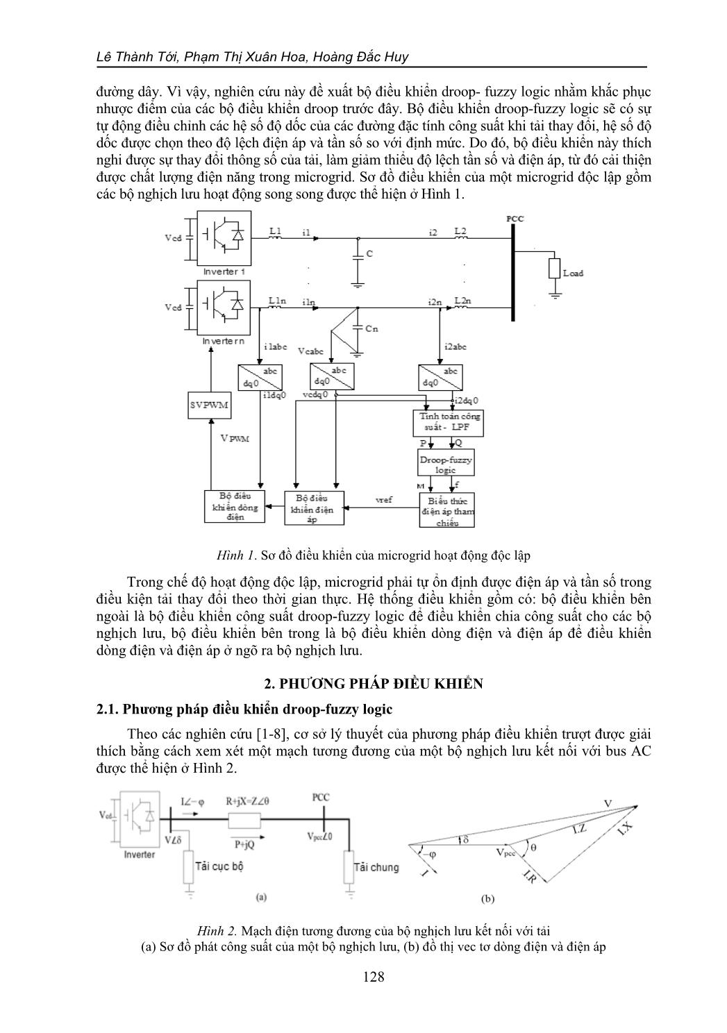 Điều chỉnh điện áp và tần số dựa trên cơ sở điều khiển droop cho các bộ nghịch lưu kết nối song song trong lưới siêu nhỏ trang 2
