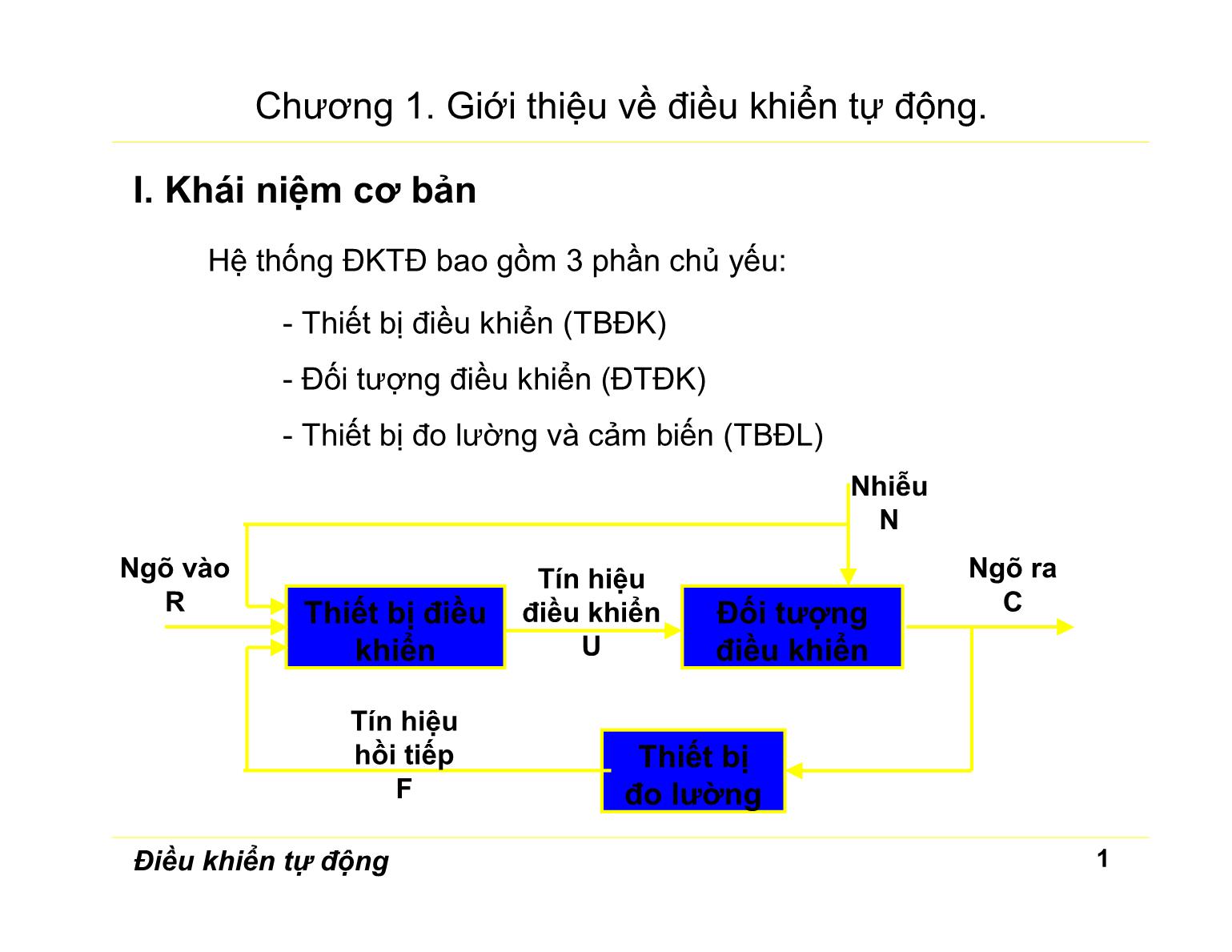 Bài giảng Điều khiển tự động - Chương 1: Giới thiệu về điều khiển tự động trang 1