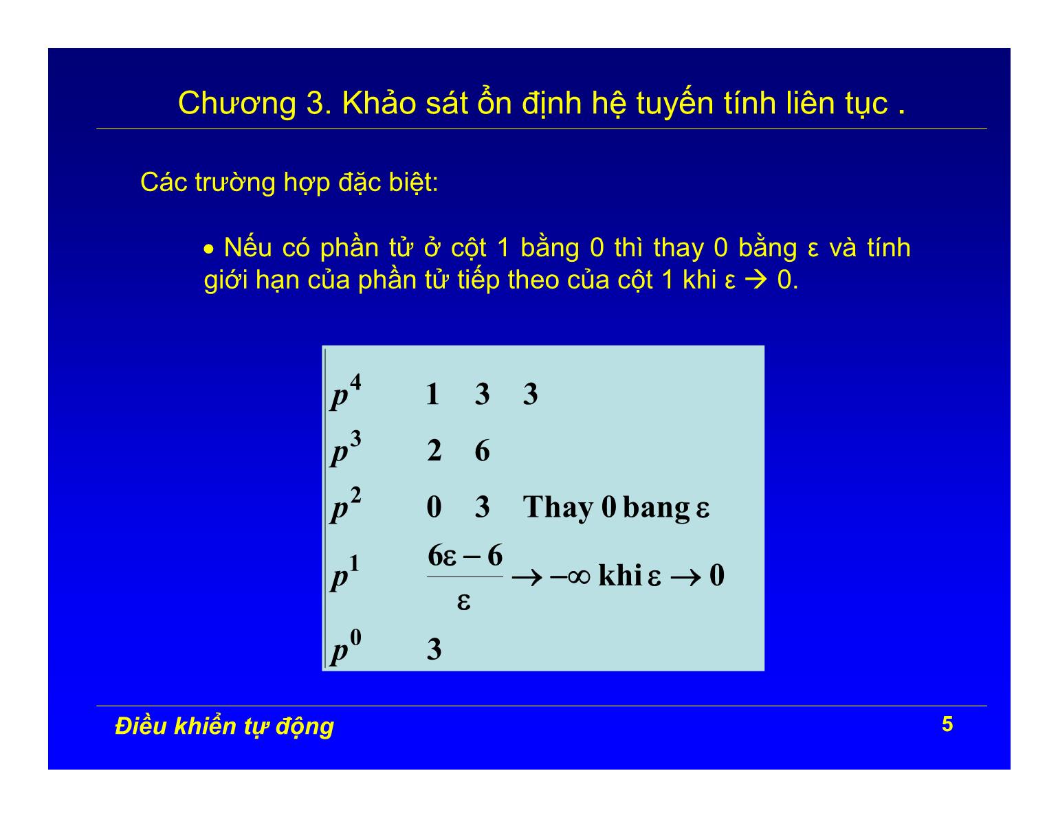 Bài giảng Điều khiển tự động - Chương 3: Khảo sát ổn định hệ tuyến tính liên tục trang 5