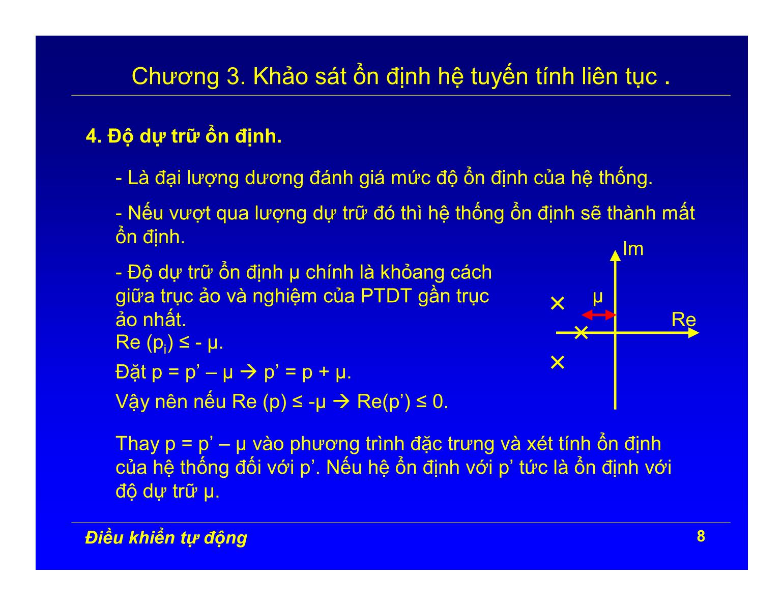 Bài giảng Điều khiển tự động - Chương 3: Khảo sát ổn định hệ tuyến tính liên tục trang 8