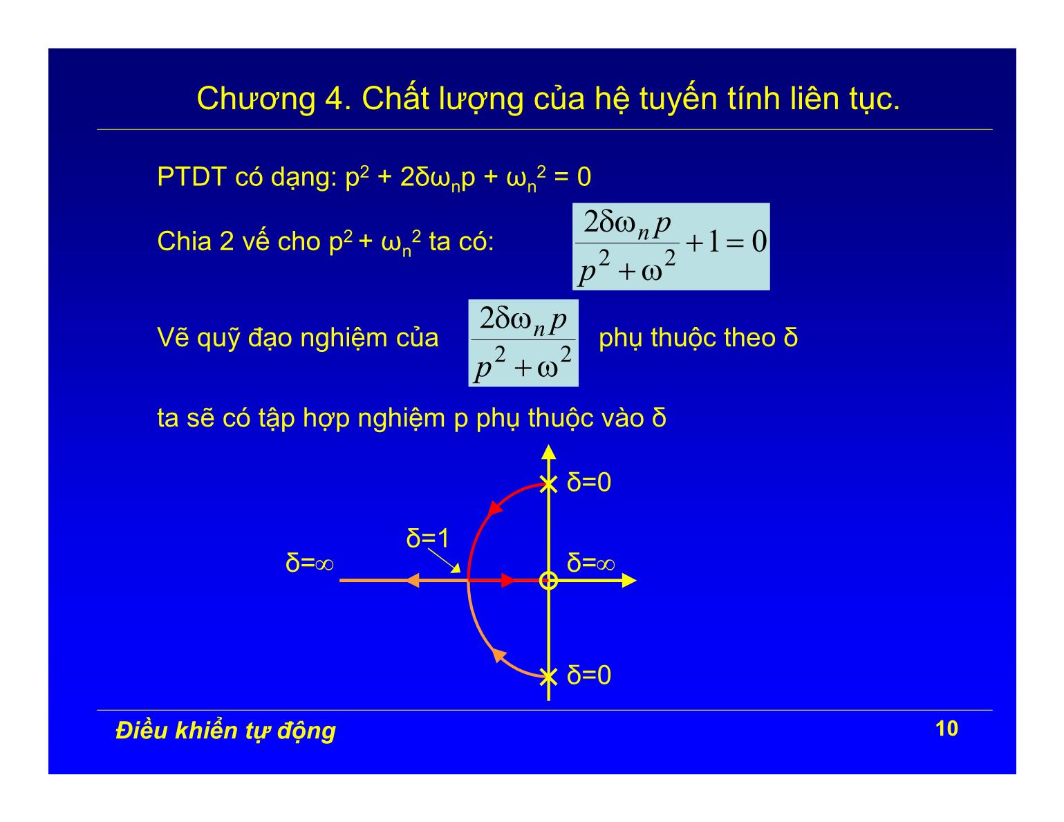 Bài giảng Điều khiển tự động - Chương 4: Chất lượng của hệ tuyến tính liên tục trang 10